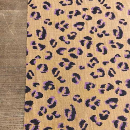 Tissu Double gaze imprimé Léopard- au mètre