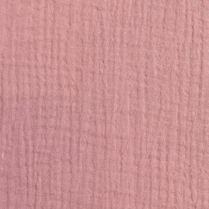 Tissu Double Gaze Uni 100% Coton Gaufré Rose - vendu au mètre ou au 1/2 mètre