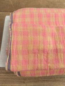 TISSU 100% COTON double gaze vichy Sorbet Melon- Bi Face