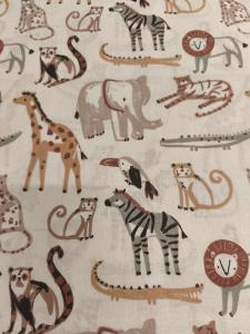 TISSU 100%  COTON  IMPRIME ANIMAUX DE LA JUNGLE au mètre