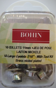 Oeillets 11mm Nickel + jeu de pose - Bohin