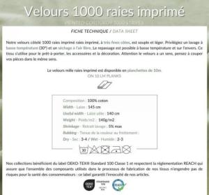 TISSU VELOURS COTELÉ LIBERTY MILLERAIES - Vert Foncé - Au mètre