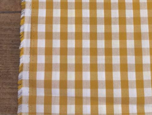 Tissu Vichy 100% Coton - JAUNE OCRE - au mètre 